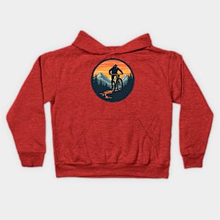 Mountain Biking Adventure Silhouette Kids Hoodie